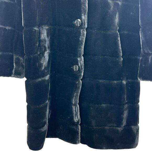 Neiman Marcus Vintage Black Faux Fur Swing Coat Size S - Picture 6 of 12